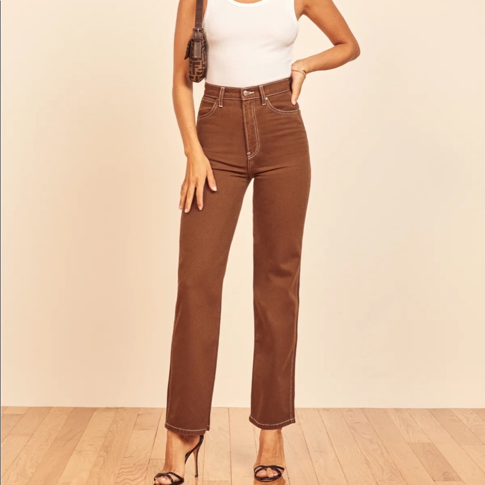 NWT Reformation Jeans Chocolate Brown Cowboy Jeans size 31